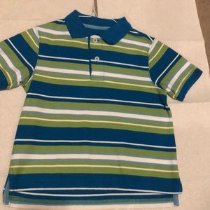 JK size 5 boys polo green and blue white striped
